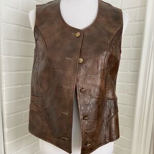 Leatherstocking Classic Vintage Brown Vest With Button Closure Size 11/12